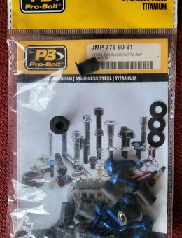 1 Satz neuer Verkleidungsschrauben von Pro-Bolt, M5, Aluminium, Blau eloxiert, mit Gummimuttern und Unterlegscheiben aus Kunststoff, OVP, JMP 775 80 81, Versand gegen Aufpreis möglich, 12,- € - Unterleinleiter