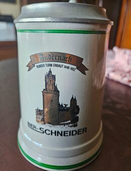 Bierkrug m Zinndeckel 0,5 l.Motiv Bierschneider Andernach Runder - Erfurt