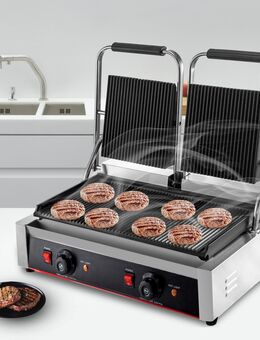 Elektro Kontaktgrill 3600W Panini Toaster Sandwich Grill 2 Heizfläche 50-300℃ Imbiss Hotel Restaurant Foodtruck - Wuppertal