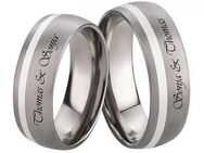 Breite Titanringe Silber T046 ohne Stein + Gravur - Aholming