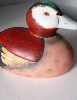Porzellan Ente handbemalt Deko Figur 15 cm farbig Dekoration Retro Vintage 5,- - Flensburg