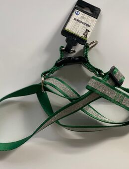 Hund Hunde Hundegeschirr Haustier Kontrolle Gurt für Hund Spaziergang Kragen Halsumfang: 35-60 cm Gr. M, Grün Silber Glitzer Glanz Effekt, neu mit Etikett - Albstadt