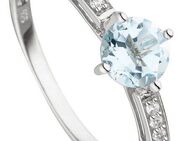 JOBO Fingerring Ring mit Blautopas und 16 Zirkonia, 925 Silber