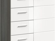 INOSIGN Kommode Rumba, Breite 75cm, in Rauchsilber Nachbildung/Weiß Hochglanz, Kommode, Sideboard, Schrank