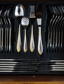 GGS Ess-und Kuchenbesteck bicolor für 11 Personen / Edelstahl / glänzend / rostfrei in 50858