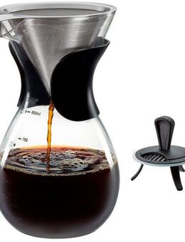GEFU Kaffeebereiter, 0,8l Kaffeekanne, Edelstahlfilter, hitzebeständiges Glas, 800 ml, kompaktes Design