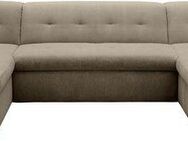 DOMO collection Wohnlandschaft Moric wahlweise mit Bettfunktion und Armteilverstellung, XXL, U-Form, beidseitig mit Recamiere, incl. Zierkissen, Cord-Bezug