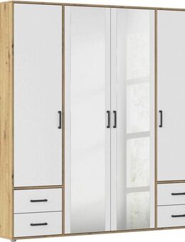 rauch Drehtürenschrank Kleiderschrank Schrank Garderobe Wäscheschrank VOYAGER (in 3 verschiedenen Ausstattungen BASIC/CLASSIC/PREMIUM) mit modernen Griffen in Graumetallic, inkl. Schubkästen und Spiegel
