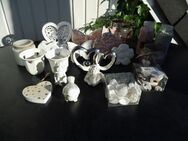 Windlichter Herzen Engel Schmetterlinge Vogel Muscheln Deko weiß rosa Glas Keramik Holz Rossmann zus. 15,- - Flensburg