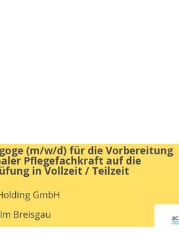 Pflegepädagoge (w/m/d) für die Vorbereitung internationaler Pflegefachkraft auf die Kenntnisprüfung in Vollzeit / Teilzeit - Freiburg (Breisgau)