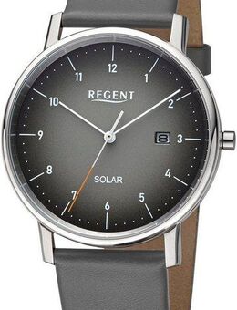 Regent Solaruhr F1547 - 30418SS, Armbanduhr, Herrenuhr, Damenuhr, Datum, Lederarmband