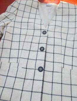 NEU * Original VINTAGE * Maritim * Navy * Sailor * Marine * Style * Kragenlos * Karo * Struktur * Anzug * Kostüm Blazer "LADY BEXLEYS" Gr. 42- 44/ M- L cremè- beige * dunkel- blau * - Riedlingen