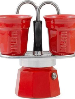 BIALETTI Espressokocher, 0,09l Kaffeekanne, (1 Espressokocher Mini Express + 2 Espressobecher, 90 ml)