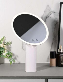 Loevschall Schminkspiegel Bridget Kosmetikspiegel mit Licht, stufenlos dimmbar & Touch Steuerung (1-St., Kalt-/Neutral-/Warmweiß, mobil nutzbar, USB-C Aufladung, CRI > 90), Kippbar, Lichtfarben wählbar, kabellos, ideal für Bad und Schlafzimmer