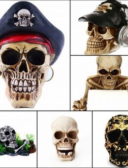 Schädel Haus Dekoration Skelett Deko Tischdekoration Totenschädel Aquarium Figur Pirat Klopapierhalter Kopf 19,90€* - Villingen-Schwenningen