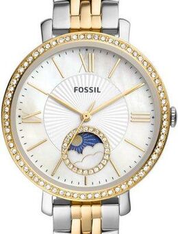 Fossil Quarzuhr JACQUELINE MOONPHASE ES5166, Armbanduhr, Damenuhr, Mondphase, Perlmutt-Zifferblatt,Edelstahlarmband