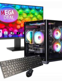 GAMEMAX MegaDeal Infinity Mini BK 2614 Ryzen 5 5500 RTX 5050 32GB DDR4 1TB SSD PC-Komplettsystem (24", AMD Ryzen 5 5500, RTX 5050, 32 GB RAM, 1000 GB SSD, Windows 11 + MSI PRO MP2412DE Monitor 60cm (24)