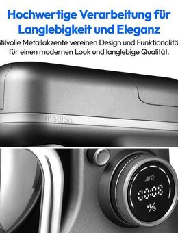 Medion® Küchenmaschine MD 18430, 1200 W, 5 l Schüssel, Mit umfangreichem Zubehör-Set, Mixeraufsatz, Fleischwolf-Aufsatz