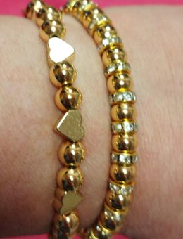2 Armbänder/Armband aus 14 Karat/585 vergoldeten Perlen - Kerken
