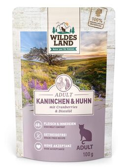 Wildes Land Cat 12 x 100 g - Kaninchen & Huhn mit Distelöl
