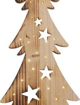 näve LED Baum Tannenbaum, Weihnachtsdeko aus Holz, Timerfunktion, LED fest integriert, Warmweiß, Holz-Stehleuchte, Höhe ca. 80 cm, Batteriebetrieben