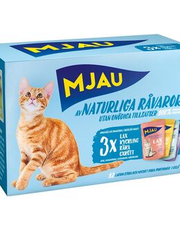 Mjau Cat Pouch 12 x 85 g - Mixpaket Fisch & Fleisch Menü in Gelee (4 Sorten)