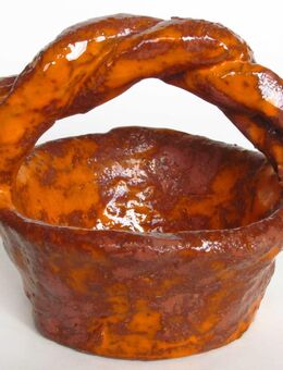 Tonkörbchen, orange glasiert, Handarbeit, 70er-Jahre - Münster