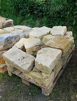 Antik Naturstein gebraucht Rückbau behauen Sandstein Bruchstein Mauerstein Trockenmauer Gartensteine - Salzatal