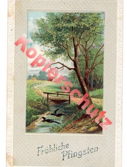 Alte Grußkarte „Fröhliche Pfingsten“, gelaufen 1912 - Landsberg
