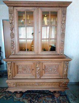 Vitrinenschrank, Eiche, mit Handschnitzerei, flämischer Stil - Brühl (Nordrhein-Westfalen)