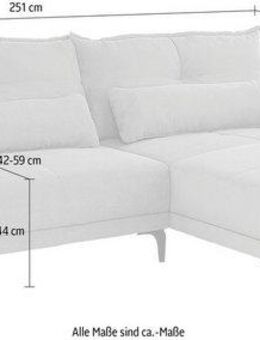 Jockenhöfer Gruppe Ecksofa Tropea L-Form, Wellenfederung,Ottomane links/rechts montierbar,frei im Raum stellbar