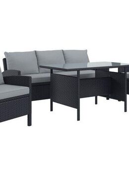 KONIFERA Gartenlounge-Set »Brooklyn«, (Set, 12-tlg., 1x 3er Sofabank, 2 Sessel, Tisch 66x120x74 cm, inkl. Auflagen), Stahl/Polyrattan