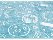 Carpet City Kinderteppich ANIME912, rechteckig, Höhe: 11 mm, Kinderzimmer Teppich Modern mit Mond, Blumen, Wolken, Creme, Multi