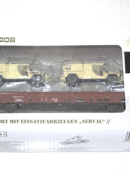 Märklin-4MFOR HO 46960 Bahntransport Niederbordwagen mit 2 Einsatzfahrzeugen "Serval" in OVP - Neu(wertig) - Heilbronn