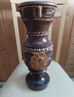 Holzvase geschnitzt Vintage Höhe 35 cm - Aßling