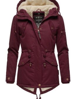 Marikoo Winterjacke Manolya stylischer Kurzmantel mit weichem Teddyfell-Futter