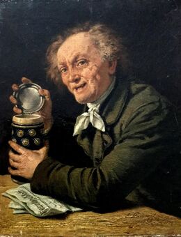 Meister-Gemälde EBERHARD STAMMEL (1833), Zecher mit Sonntagsblatt 1876!! - Berlin