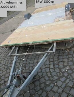 Plattformanhänger 1300kg ca 495 x 221 mit Brief, ZdR 180, ideal für TINY House, mit Peitz-Achse BPW gebr. (plus Deichsel 170) (Hobby 520 BJ 92 Typ 12 513) - Schotten Zentrum