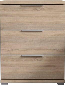 Schlafkontor Nachtkommode Smilla Nachttisch, Nachtkonsole mit Schubkästen, Korpus melaminbeschichtet, silberfarbige oder schwarze Griffe