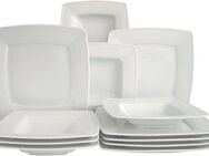 CreaTable Tafelservice Victoria Weiss (12-tlg), 6 Personen, Porzellan, klassisch weiß für den täglichen Gebrauch