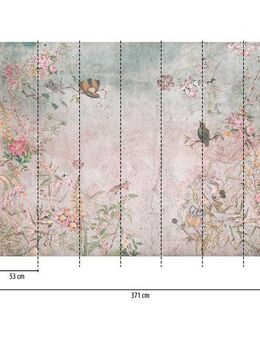 living walls Fototapete THE WALL III florale Tapete Motivtapete Blumen Vögel, glatt, matt, (1 St), Vliestapete Vögel für Schlafzimmer Küche Wohnzimmer Floral Design Flur