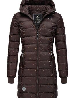 Ragwear Steppjacke Tiasa Long Gemusterte Winterjacke mit Kapuze