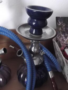 1 Schlauch Shisha blau 25 cm, Rauchsäule und Halter aus Metall - Geseke Zentrum