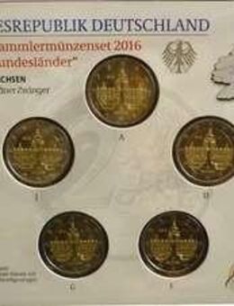 5 x 2 Euro Gedenkm.BRD 2016 Länderserie Freistaat Sachsen "Dresdner Zwinger" St,Neu,OVP im Blister - Büren