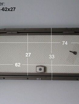 TEC Wohnwagen Staufachklappe ca 74 x 33 bzw 62 x 27 mit Schlüssel mit Rahmen gebr (zB TEC TN5 Weltenbummer BJ 89) gebr. (Stauraumklappe, Serviceklappe) - Schotten Zentrum