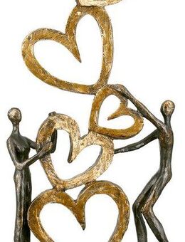Casablanca by Gilde Dekofigur Skulptur Herz auf Herz, gold/schwarz (1 St), Dekoobjekt, Höhe 41, Wohnzimmer