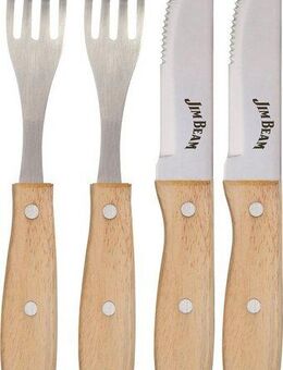 Jim Beam BBQ Steakbesteck Gabel & Messer (4-tlg), 2 Personen, Edelstahl, Set 4-tlg.