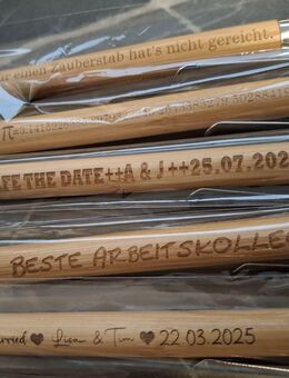 personalisierte Kugelschreiber aus Bambus // Gastgeschenke, Geburtstag, Hochzeit + Wunschgravur individuelle Gravur - Kamen