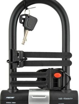 FISCHER Fahrrad Bügelschloss FISCHER Bügelschloss inkl. Halterung (Packung, 5-tlg., mit Halterung)