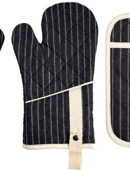 stuco Topfhandschuhe gestreift, (Set, 3-tlg., bestehend aus 2x Ofenhandschuh, 1x Küchengreifhilfe)